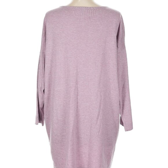 EILEEN FISHER Mauve Ultra Soft Bateau Neck Pullover Long Sweater Size Large - Picture 4 of 5